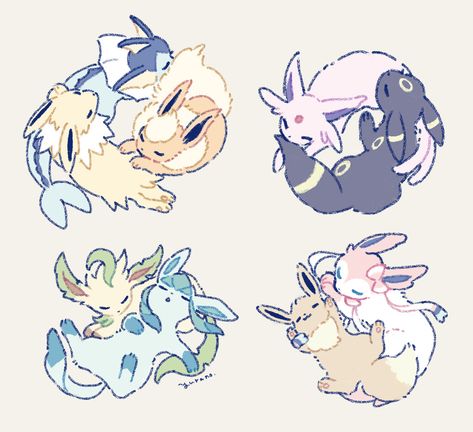 Cute Pokemon Drawings, Eve Pokemon, How To Draw Pokemon, Eevee Wallpaper, Mew Pokemon, Eevee Cute, Pokemon Eevee Evolutions, Pokemon Dragon, Pokemon Fusion Art