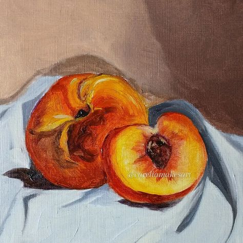 New oil painting! #art #artist #paint #painting #oilpainting #peach #stilllife #artaccount #aesthetic #ａｅｓｔｈｅｔｉｃ #fruit #fruits #fruitart Peach Oil Painting, Aesthetic Fruit, Fruit Painting, Fruit Art, Artist Paint, Aesthetic Aesthetic, Paint Painting, Painting Art, Art Artist