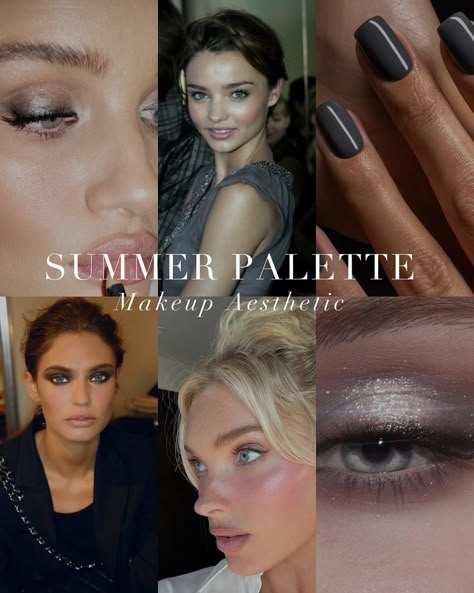 Summer Palette makeup aesthetic for all of the Summer beauts 🤍 . #coloranalysis #colouranalysis #summerpalette #softsummer #truesummer #lightsummer #coolsummer #summerpalettemakeup #coloranalyst Soft Summer Color Palette Aesthetic, True Summer Aesthetic, Summer Palette Makeup, Makeup Soft Summer, Cool Summer Color Palette Makeup, Soft Summer Color Palette Makeup, Soft Summer Makeup Looks, True Summer Palette, Soft Summer Aesthetic