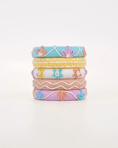 The cutest bangles for the cute little ones in your life...shop our collection today! Thread Bangles, Bangles Design, Bangle Designs, April 22, Embroidery And Stitching, Photography Editing, Handmade Jewellery, The Cutest, Handmade Jewelry