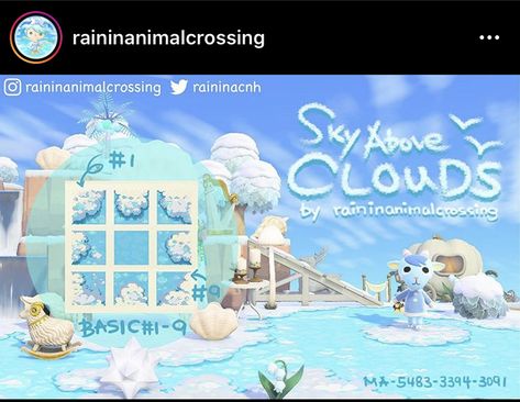 Animal Crossing Cloud Path, Acnh Sky Path, Acnh Clouds Design, Cloud Path Acnh, Acnh Blue Codes, Path Acnh, Acnh Motifs, Acnh Path, Sky Island