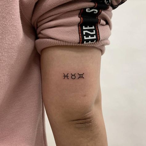 Pieces Zodiac Tattoo, Zodiac Sign Symbols, Gemini Zodiac Symbol, Taurus Zodiac Symbol, Pieces Zodiac, Pisces Zodiac Sign, Gemini Zodiac Sign, Pisces Taurus, Omerta Tattoo