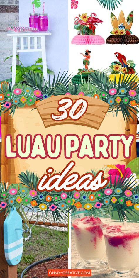 Discover 30 Luau Party Ideas along tips on planning the perfect luau, creative costume ideas, and more to make your party a hit! Luau Party Decorations For Adults, Hawaii Luau Party Ideas, Luout Party, Dollar Tree Luau Party Ideas, Adult Luau Party Ideas, Backyard Luau Party Ideas, Luau Party Ideas For Adults, Hawian Party Ideas, Diy Luau Party Decorations