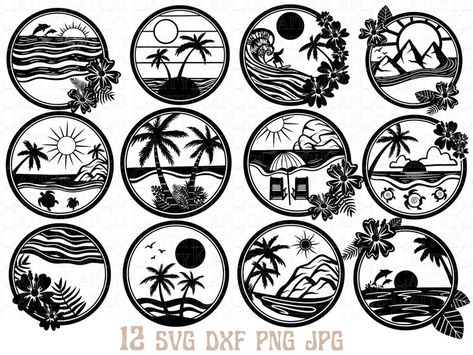 Beach Stencils, Palm Tree Svg, Sea Turtle Svg, Sea Turtle Drawing, Beach Sublimation, Turtle Svg, Hawaiian Designs, Beach Svg, Png Shirt