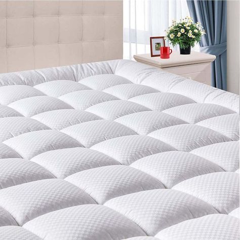 DOMICARE Queen Size Mattress Pad Cover Quilted Fitted Mattress Protector with Deep Pocket (8-21Inch), Cooling Cotton Mattress Topper Pillow Top-White Pillow Top Mattress Pad, Pillowtop Mattress, Cooling Mattress, Mattress Pad Cover, Cotton Mattress, Full Size Mattress, Soft Mattress, Twin Mattress Size, Queen Mattress Size