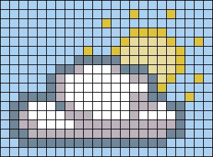 Cloud Cross Stitch, 25x25 Pixel Art, Pixel Art Pattern Easy Cute, Planet Pixel Art, Cloud Pixel Art, Graph Paper Drawings, Make Friendship Bracelets, Tiny Cross Stitch, Easy Pixel Art