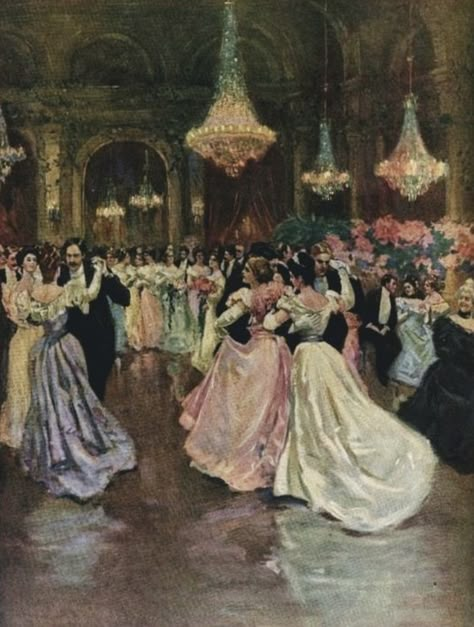 Victorian Ballroom, Ballroom Aesthetic, Couples Dance, Fancy Dress Ball, Ladies Home Journal, Victorian Paintings, Home Journal, Dance Paintings, Rennaissance Art