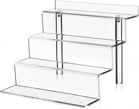 Clear Acrylic Display Riser Shelf Perfexct for displaying perfumes, jewelry, etc Cologne Organizer, Funko Pop Shelves, Art Fair Display, Souvenir Display, Champagne Wall, Perfume Display, Perfume Organization, Funko Pop Toys, Acrylic Shelf