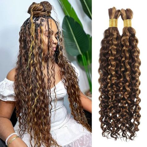 PRICES MAY VARY. 💖1.Hair Material: Water Wave Bulk human hair for bohemian knotless braids.100% real Brazilian hair, donated by young girls. Softer and more natural. Blends perfectly with your hair . Makes your hair look more real.prettier boho braids human hair. 💖2.Hair Advantage：We have 100 years of factory manufacturing technology, extensive manufacturing experience, and high quality hair quality,trustworthy. Micro Braiding Human Hair.full, non-shedding, odorless, and can be changed into an Human Hair Box Braids Black Women, Human Hair Braiding Hair, Bohemian Knotless, Human Hair For Braiding, Braiding Hair Extensions, Hair Water, Bohemian Braids, Twist Braid, Braided Cornrow Hairstyles