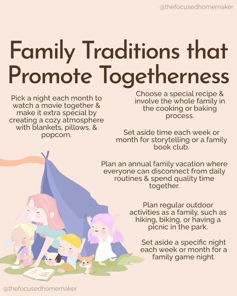 sunday scrolls 💜 Couple Traditions To Start, Family Rituals Ideas, Traditions To Start With Kids, Family Traditions To Start, Family Rituals, Souls Connecting, Family Bonding Activities, Family Tips, Parenting Knowledge