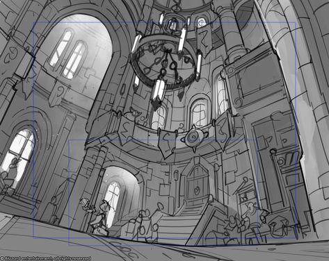 Building Illustration Perspective, Perspective Drawing Reference Landscape, Perspective Drawing Background, Background Perspective Reference, Room Design Drawing Sketch, Perspective Reference Backgrounds, Drawing Perspective Room, 3 Point Perspective Interior, Anime Background Reference