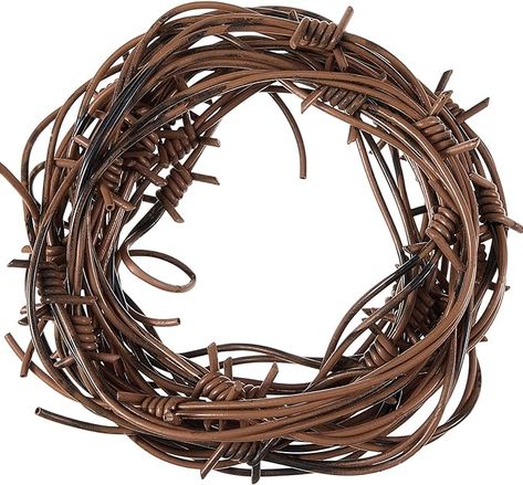 Fake Barbed Wire, Barbed Wire Wreath, Western Christmas Decorations, Western Party Decorations, Western Christmas Tree, Cowboy Decor, Christmas Wired Ribbon, Barb Wire, Haunted House Props