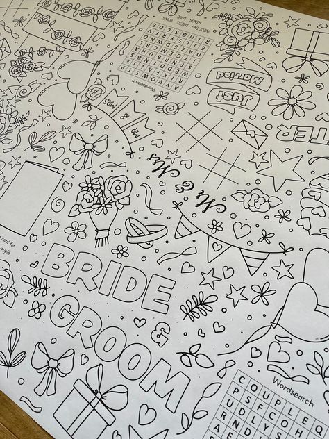 Coloring Page Table Runner, Wedding Activity, Paper Table Runner, Crafty Fox, Wedding Tablecloths, Paper Table, Wedding Activities, Activity Table, Decor Details