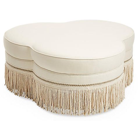 Parisian Elegance | One Kings Lane Cheap Ottomans, Cream Ottoman, Cream Furniture, Linen Ottoman, Indigo Linen, Southern Living Homes, Hardwood Furniture, Square Ottoman, Hollywood Regency Style