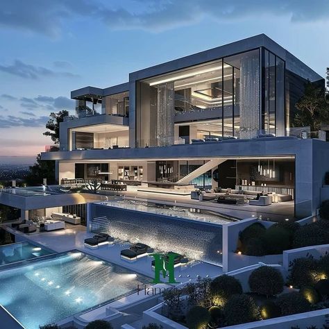 Dream House Pictures, Dream House Modern, Mansion Aesthetic, Luxury Houses Mansions, Dream Mansion, Dream Life House, Modern House Facades, Modern Mansion, Dream House Rooms