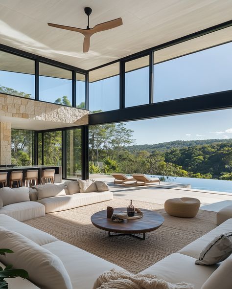 Hidden in Byron Hinterland, our modern oasis is where sleek design meets untouched nature. Every sunrise feels like a fresh breath of inspiration, and every corner invites you to unwind. Welcome to where nature and luxury live in perfect harmony. 🌅✨ #ByronHinterland #ModernOasis #LuxuryLiving #escapetoparadise Natural Light Home, Byron Hinterland, Untouched Nature, Architecture Model House, Bungalow Design, Concept Home, Open Living Room, Countryside House, Luxury Apartment