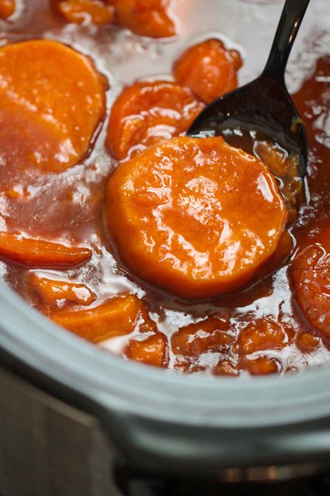 Slow Cooker Candied Yams Slow Cooker Yams Recipe, Slow Cooker Candied Yams Crock Pot, Candied Yams From A Can In Crockpot, Crockpot Candy Yams, Crockpot Yams Slow Cooker, Yams Recipe Crockpot, Candied Yams Crockpot Slow Cooker, Yams Recipe Candied Crockpot, Candied Sweet Potatoes Crock Pot