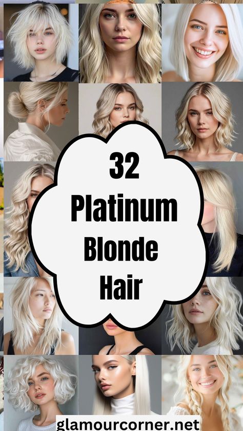 Ready to make a bold hair transformation? Discover the stunning world of Platinum Blonde Hair with these 32 breathtaking styles that will turn heads! Whether you're looking for a chic platinum blonde balayage, icy platinum blonde highlights, or a full platinum blonde makeover, this guide has everything you need. Explore the latest trends, tips for maintenance, and how to rock this daring color for every season. Get ready for a gorgeous, radiant look that will have everyone talking! Platinum Blonde Hair On Fair Skin, Blonde Hair Color Platinum, Dimensional Bright Blonde, Platinum Blonde Toner, Dimensional Platinum Blonde, Silvery Blonde Hair, Platinum Blonde Hair Ideas, All Blonde Hair, Silvery Blonde