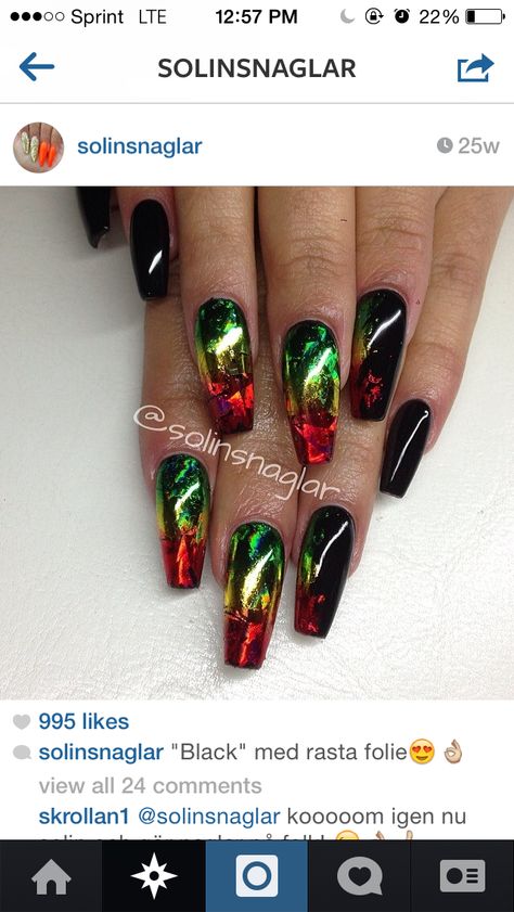 Hello, I could b better, house is coming I guess Jamaica Nail Designs Art Ideas, Rasta Nails Design, Jamaica Nail Designs, Jamaican Nail Designs, Reggae Nails, Juneteenth Nails, Jamaica Nails, Rasta Nails, Fingernails Painted