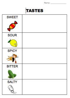 taste tests for kids sour bitter or salty sweet - Google Search 5 Senses Taste Test Preschool, Esl Worksheets For Beginners, Worksheets For Preschoolers, Test For Kids, Healthy Bodies, Classroom Science, Senses Activities, 1st Grade Science, Gold Class