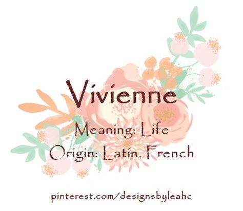 Baby Girl Name: Vivienne. Meaning: Life. Origin: Latin, French. Vivienne Name Meaning, Vivienne Name, Names Biblical, Girls Names Vintage, Word Meanings, Southern Baby Names, Italian Baby Names, Female Character Names