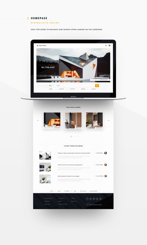 Web Design Mockup, Web Design Inspiration Portfolio, Real Estate Landing Pages, Real Estate Website Design, Minimalist Theme, Ui Ux 디자인, Photoshop Flyer, Web Mockup, Web Portfolio