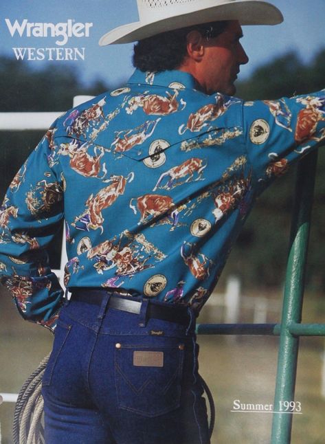 Wrangler Aesthetic, Denim Ads, Country Music Outfit, 90s Cowboy, 80s Fashion Men, Cowboy Fashion, Real Men Real Style, Medicine Man, Jeans Outfit Men