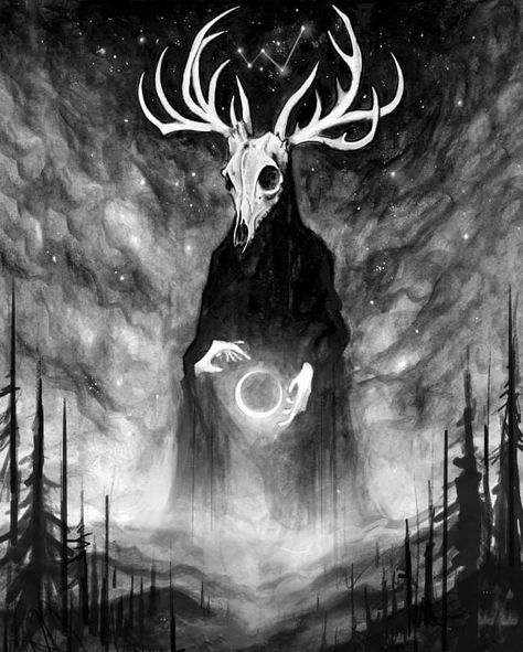 Wendigo Art, Quiet Mind, Art Noir, Doodle Ideas, Deer Art, Mystical Creatures, Horror Art, Dark Fantasy Art, Dark Art