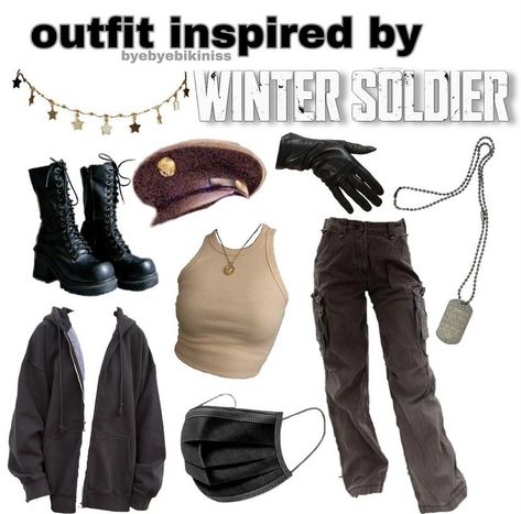 Winter Soldier Aesthetic, Soldier Aesthetic, Bookworm Clothes, Marvel Inspired Outfits, Bucky Barnes Aesthetic, Avengers Outfits, Holloween Costume, Character Inspired Outfits, Halloween Costume Outfits