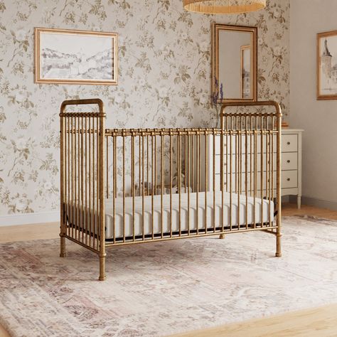 Abigail 3-in-1 Convertible Crib – Namesake Gold Crib Nursery, Metal Cribs, Gold Crib, Iron Crib, Metal Crib, Nursery Nook, Vintage Crib, Classic Nursery, Gold Nursery