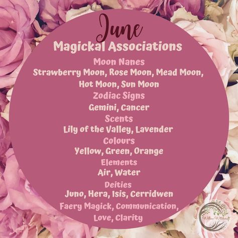 June Witchcraft, May Witchcraft, June Correspondences, August Witchcraft, June Magick, Magickal Correspondences, Divination Witch, Aesthetic Craft, Moon Zodiac