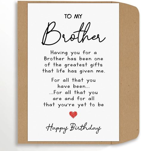 Amazon.com : popmazing To My Brother - Brother Birthday Card - Brother Is The Greatest Gifts In My Life - Birthday Card For Brother - Gift For Brother Card- Christmas Gifts For Brother : Office Products Letter For Brother From Another Mother, Things To Make For Your Brothers Birthday, Cute Gifts For Brothers Birthday, Quotes For Brother From Another Mother, Cute Birthday Cards For Brother, Brother Bday Gift Ideas, Card For Brother Birthday, Brother Birthday Gift Ideas Diy, Card Ideas For Brother Birthday