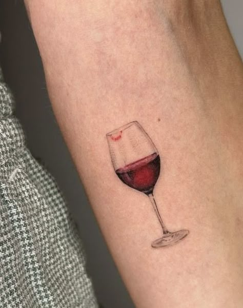 Whiskey Cup Tattoo, Red Wine Glass Tattoo, Wein Glas Tattoo, Strawberry Wine Tattoo, In Vino Veritas Tattoo, Cherry Wine Tattoo, Sangria Tattoo, Red Wine Tattoo, Glass Of Wine Tattoo