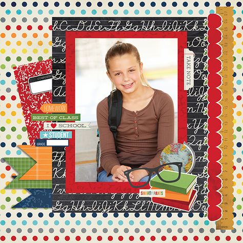 New Smarty Pants - Simple Stories - Scrapbook.com School Scrapbook Layouts, Paper Bag Scrapbook, Scrapbook Pictures, Lay Outs, Recipe Scrapbook, Picture Layouts, School Scrapbook, Fall Scrapbook, Kids Scrapbook