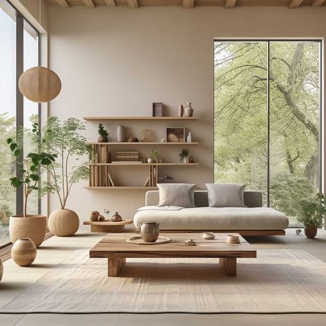 Japandi Plants, Japandi Style Living Room, Living Room Nordic Style, Japanese Living Room, Japan Interior, Japandi Living Room, Japandi Interior Design, Japandi Interiors, Japandi Living