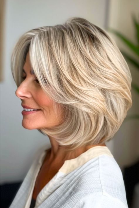 "Elegant Transformations: Gorgeous Hairstyles and Haircuts for Women Over 50. Rediscover Your Radiance! Timeless Looks for Timeless Beauty. Bun High, Haircuts Trending, Ideas Haircut, Graduated Bob, Bubble Ponytail, Easy Hair Cuts, Layered Bobs, Mother Of The Bride Hair, Gorgeous Hairstyles