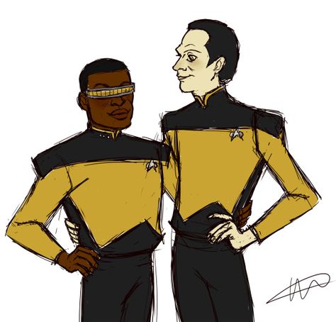 Data X Geordi, Star Trek Tng, Starship Enterprise, Good Omens, Side Profile, Happily Married, Star Trek, New World, Art Reference