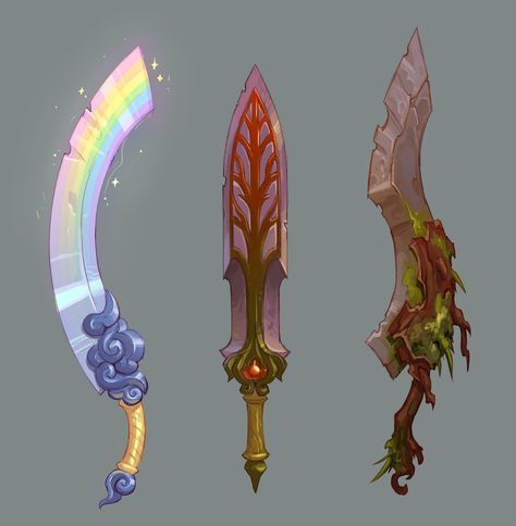 Swords Concept Art, Concept Art Nature, Rpg Items, Battle Chasers, Evelynn League Of Legends, Idle Game, Props Concept, Props Art, Fantasy Props