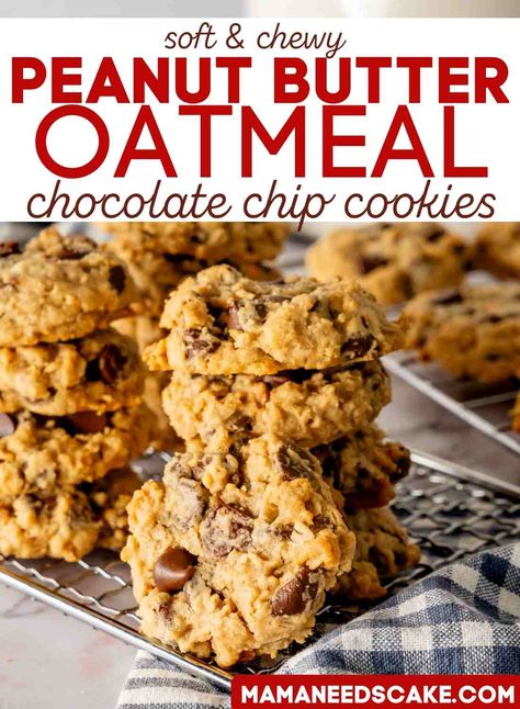 Peanut Butter Oatmeal Chocolate Chip, Peanut Butter Oatmeal Chocolate Chip Cookies, Chocolate Chip Oatmeal Cookies, Oatmeal Chocolate Chip Cookie Recipe, Baking List, Easy Gluten Free Desserts, Homemade Snickers, Thanksgiving 2024, Peanut Butter Oatmeal Cookies