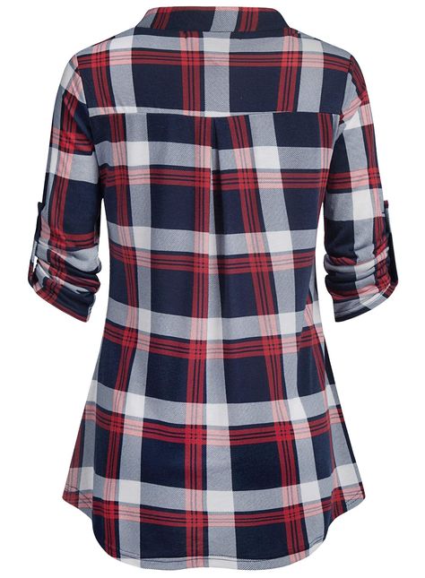 Plaid Shirts For Women, Blouse Accessories, Tartan Blouse, Tunics With Leggings, Plaid Shirt Women, Tunic Tops Casual, Plaid Shirts, Pretty Shirts, Casual Tunics