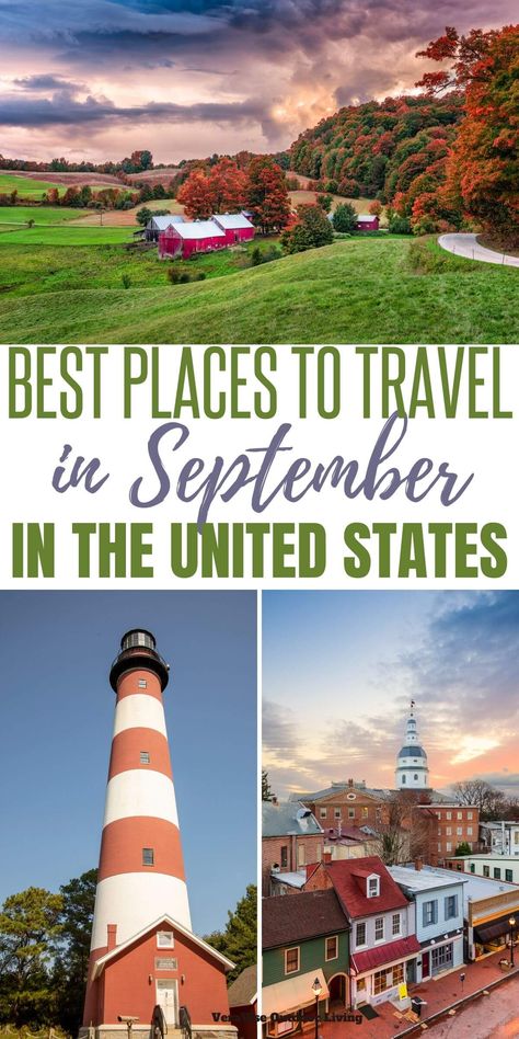 Travel in the US in September is great. The summer temperatures are still found in most of the country, but the summer school crowds are not. Fresh food and farm to table restaurants are shining and outdoor adventures are everywhere. #travel #ustravel #familytravel #unitedstates Best Family Trips In The Us, Best Places To Travel In Fall, September Vacation Ideas, Where To Travel In September, Fall Vacations In The United States, Fall Destinations America, September Travel Destinations, Best Places To Travel In September, Fall Trips In Us