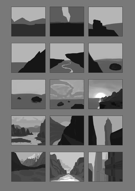 Landscape Painting Composition, Landscape Composition Drawing, Basic Landscape Painting, Land Scape Drawing Reference, Mountain Landscape Illustration, Landscape Perspective, Stylized Landscape, Journal Composition, Landscape Composition