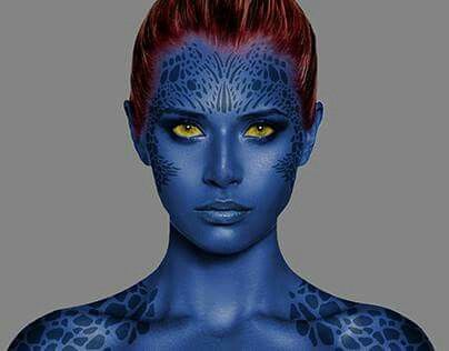 Mystique Xmen Makeup, Mystique Halloween Costume, Mystique Xmen Costume, Mystique Makeup, Marvel Makeup, Mystique Xmen, Mystique Costume, Marvel Mystique, Rave Halloween Costumes