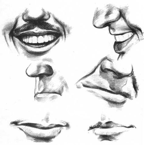 Drawing Mens Faces, Man Mouth Drawing, How To Draw A Smile, Male Lips, Lips Smiling, Drawing Smile, Drawing Mouth, Drawing Resources, Eyes Draw