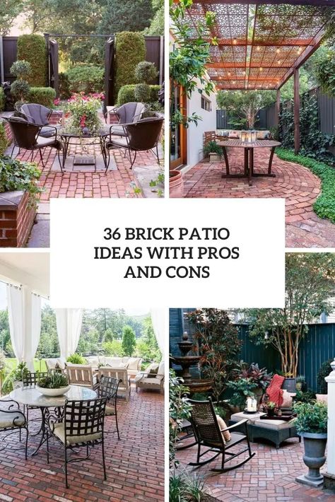 Brick Patio Ideas With Pros And Cons Basket Weave Brick Patio, Flower Pots On Pavers, Brick Cement Patio, Reclaimed Brick Patio Ideas, Backyard Brick Patio Designs, Small Brick Patio Decorating Ideas, Brick Patio Floor Ideas, Extension Patio Ideas, New Orleans Brick Courtyard