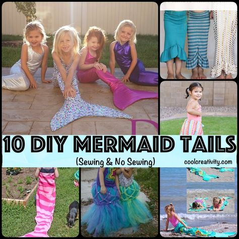 Here’s a collection of DIY mermaid tails sewing and no sewing projects perfect for little girls who like to play dress up. Mermaid Costume Kids, Diy Mermaid Tail, Mermaid Costume Diy, Mermaid Tail Costume, Mermaid Swim Tail, Girls Mermaid Tail, Mermaid Tails For Kids, Diy Mermaid, Home Decor Crochet