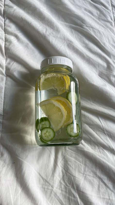 Lemon, cucumber, water, refreshing water, mason jar of water, Cucumber And Lemon Water, Lemon Cucumber Water, Cucumber Lemon Water, Lemon Water Before Bed, Water Challenge, Lemon Cucumber, Drinking Hot Water, Drinking Lemon Water, Lemon Water Benefits