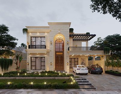 Modern House Paint Exterior, Classical House Elevation, Spanish House Exterior, Spanish House Design, Classic Villa Exterior, Classic Elevation, German Home, Classic Villa Design, Classical Villa