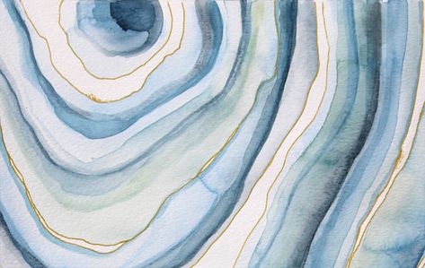 Blue Agate Art Agate Print Agate Watercolor Painting Agate Watercolor, Watercolor Crystal, Agate Art, Crystal Formations, Watercolor Inspiration, Blue Agate, Original Watercolor Painting, Watercolour Painting, Original Watercolors