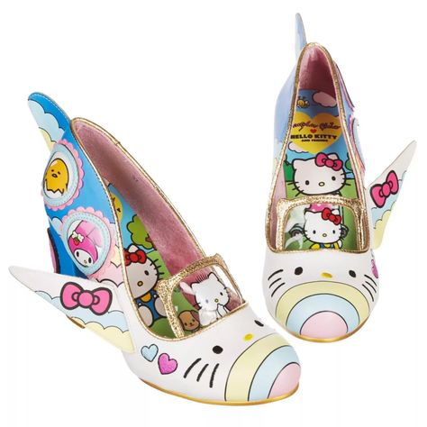 Irregular Choice x Hello Kitty and Friends Women's It's Time to Have Fun Heels | eBay Pusheen Slippers, Hello Kitty Heels, Cool High Heels, Sequin Heels, Fun Heels, Irregular Choice, Hand Luggage, Cool Shoes, Chunky Heel